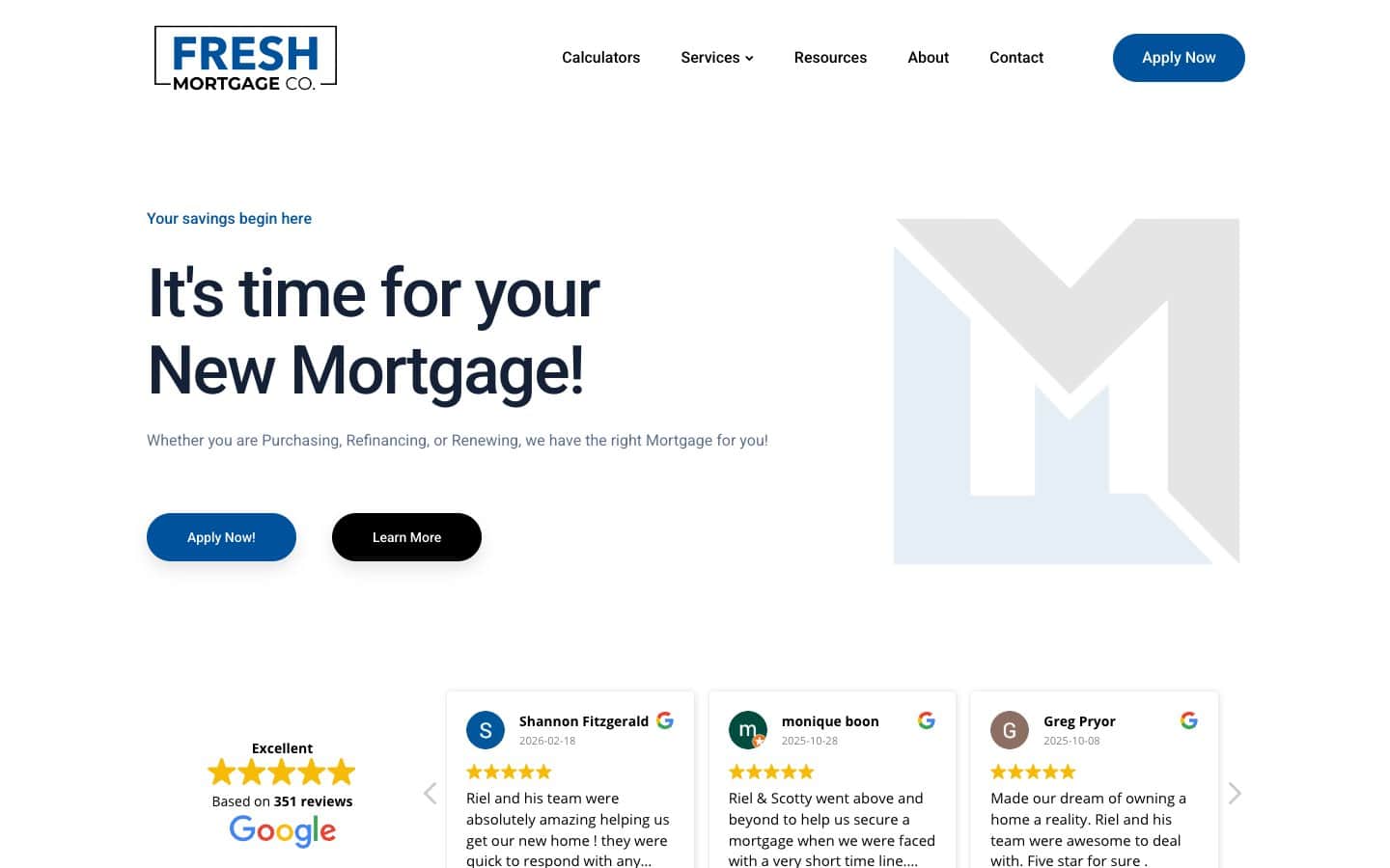 Screenshot of Fresh Mortgage Portal