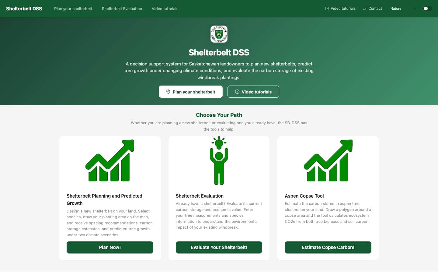 Screenshot of Shelterbelt Decision Support System built by Nimon Systems
