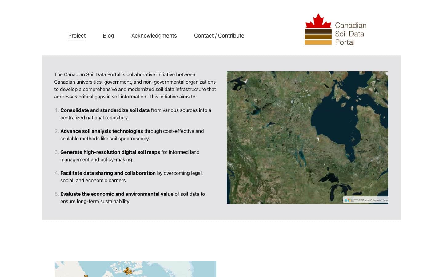 Screenshot of Canadian Soil Data Portal